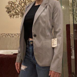 Plaid blazer with shoulder pads